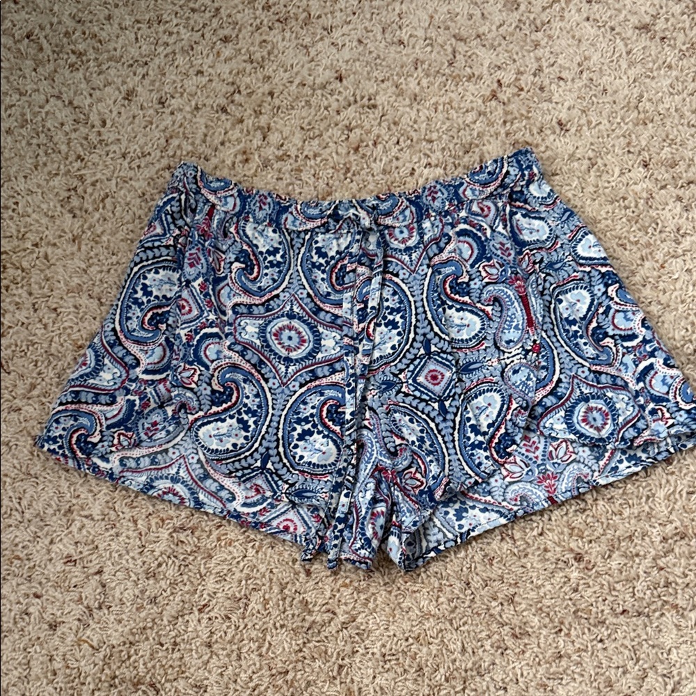 Hollister Blue Paisley Drawstring Lounge Shorts